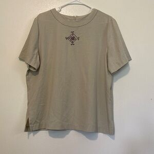 G.W.DIVISION of Graff vintage rayon linnen short sleeve embroidered shirt lg